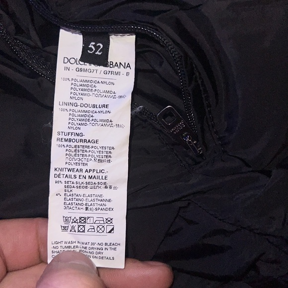 DOLCE & GABBANA DG Gold Logo Padded Zip Bomber Jacket Black(Authentic) - Picture 3 of 3